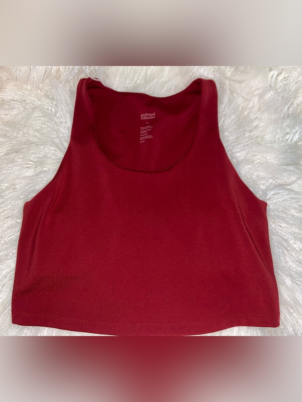 girlfriend collective wine red cropped tank